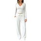 👚 Women's V-Neck Long-Sleeve Top & Wide-Leg Pants Set – Effortless Autumn Elegance