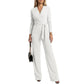 🎀Women's Long Sleeve V-Neck Jumpsuit with Belt – Effortless Elegance in One Look