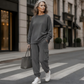 🍂 Women's Casual Crew Neck Top & Cargo Pants Set  | Effortless Autumn Style