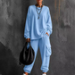 🍂 Women's Casual Crew Neck Top & Cargo Pants Set  | Effortless Autumn Style