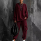 🍂 Women's Casual Crew Neck Top & Cargo Pants Set  | Effortless Autumn Style