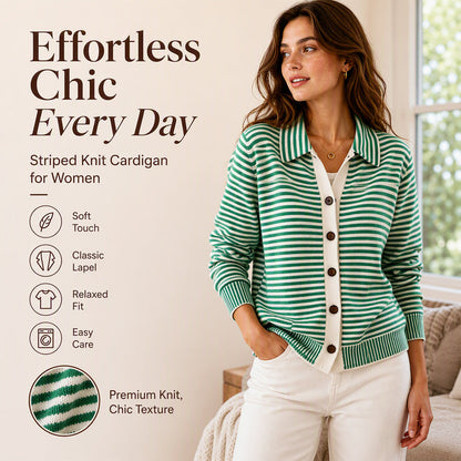 🍂 Women's Striped Knit Cardigan – Cozy Layers & Effortless Autumn Style