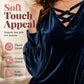👚 ✨Women's Velvet Criss Cross V-Neck Top – Soft Luxury Meets Effortless Elegance