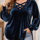👚 ✨Women's Velvet Criss Cross V-Neck Top – Soft Luxury Meets Effortless Elegance