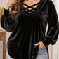 👚 ✨Women's Velvet Criss Cross V-Neck Top – Soft Luxury Meets Effortless Elegance