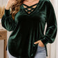 👚 ✨Women's Velvet Criss Cross V-Neck Top – Soft Luxury Meets Effortless Elegance