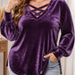 👚 ✨Women's Velvet Criss Cross V-Neck Top – Soft Luxury Meets Effortless Elegance