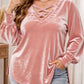 👚 ✨Women's Velvet Criss Cross V-Neck Top – Soft Luxury Meets Effortless Elegance