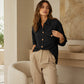 🍂 Women's Textured Long Sleeve Button-Down Shirt – Effortless Autumn Style