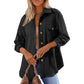 🍂 Women's Textured Long Sleeve Button-Down Shirt – Effortless Autumn Style