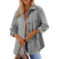 🍂 Women's Textured Long Sleeve Button-Down Shirt – Effortless Autumn Style