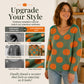 🍂 Women’s Printed V-Neck Knit Top – Cozy Comfort Meets Effortless Autumn Style
