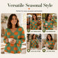 🍂 Women’s Printed V-Neck Knit Top – Cozy Comfort Meets Effortless Autumn Style