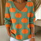 🍂 Women’s Printed V-Neck Knit Top – Cozy Comfort Meets Effortless Autumn Style