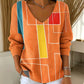 🍂 Women’s Printed V-Neck Knit Top – Cozy Comfort Meets Effortless Autumn Style