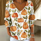 🍂 Women’s Printed V-Neck Knit Top – Cozy Comfort Meets Effortless Autumn Style