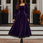 👗 Women's Vintage Square Neck Velvet Dress – Timeless Elegance Meets Luxe Comfort