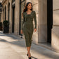 👗 Women's Ribbed Knit Bodycon Dress with Cropped Cardigan – Effortless Elegance for Autumn