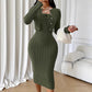 👗 Women's Ribbed Knit Bodycon Dress with Cropped Cardigan – Effortless Elegance for Autumn