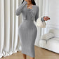 👗 Women's Ribbed Knit Bodycon Dress with Cropped Cardigan – Effortless Elegance for Autumn