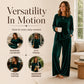 ⏰Last Day Sale 50% Off 💃 Women's Velvet Long Sleeve Top & Wide-Leg Pants Set