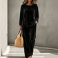 ⏰Last Day Sale 50% Off 💃 Women's Velvet Long Sleeve Top & Wide-Leg Pants Set