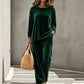 ⏰Last Day Sale 50% Off 💃 Women's Velvet Long Sleeve Top & Wide-Leg Pants Set