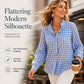 🍂Women's Gingham Ruffle Casual Long Sleeve Shirt– Feminine Charm Meets Effortless Autumn Style