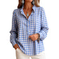 🍂Women's Gingham Ruffle Casual Long Sleeve Shirt– Feminine Charm Meets Effortless Autumn Style
