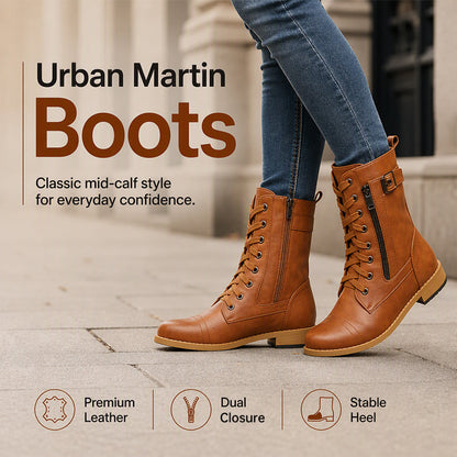 🥾 Women's Round Toe Chunky Heel Martin Boots – Chic Autumn Style & Everyday Comfort