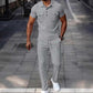 🌿Men's Waffle-Knit Short Sleeve Top & Pants Set– Casual Comfort Meets Effortless Autumn Style