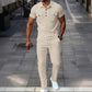 🌿Men's Waffle-Knit Short Sleeve Top & Pants Set– Casual Comfort Meets Effortless Autumn Style