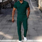 🌿Men's Waffle-Knit Short Sleeve Top & Pants Set– Casual Comfort Meets Effortless Autumn Style