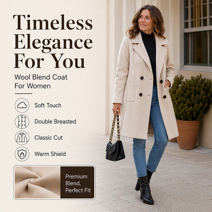 🍂 Women’s Double-Breasted Wool Coat – Timeless Elegance Meets Autumn Warmth