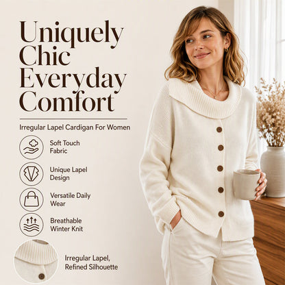 ✨ Women’s Irregular-Collar Knit Cardigan – Unique Details & Effortless Autumn Style