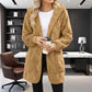 🌸 50% OFF NOW!Hooded Fluffy Fleece Cardigan, Textured Check Pattern Open Front Coat with Pockets