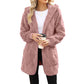 🌸 50% OFF NOW!Hooded Fluffy Fleece Cardigan, Textured Check Pattern Open Front Coat with Pockets