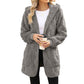🌸 50% OFF NOW!Hooded Fluffy Fleece Cardigan, Textured Check Pattern Open Front Coat with Pockets