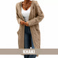 Women's Long Hooded Knit Cardigan with Pockets