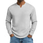 🍂 Men’s Slim-Fit Waffle-Knit V-Neck Shirt – Refined Comfort & Effortless Autumn Style