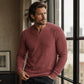 🍂 Men’s Slim-Fit Waffle-Knit V-Neck Shirt – Refined Comfort & Effortless Autumn Style
