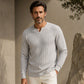 🍂 Men’s Slim-Fit Waffle-Knit V-Neck Shirt – Refined Comfort & Effortless Autumn Style