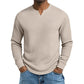 🍂 Men’s Slim-Fit Waffle-Knit V-Neck Shirt – Refined Comfort & Effortless Autumn Style