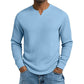 🍂 Men’s Slim-Fit Waffle-Knit V-Neck Shirt – Refined Comfort & Effortless Autumn Style