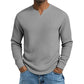 🍂 Men’s Slim-Fit Waffle-Knit V-Neck Shirt – Refined Comfort & Effortless Autumn Style