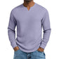 🍂 Men’s Slim-Fit Waffle-Knit V-Neck Shirt – Refined Comfort & Effortless Autumn Style