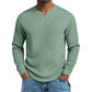 🍂 Men’s Slim-Fit Waffle-Knit V-Neck Shirt – Refined Comfort & Effortless Autumn Style