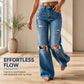 ✨ Flattering Everyday Style | Women's High-Waisted Distressed Wide-Leg Jeans