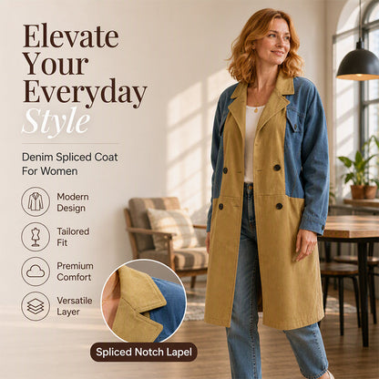 Women's Denim Patchwork Lapel Jacket