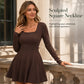 🍂 Women’s Long-Sleeve Square-Neck Mini Dress – Feminine Elegance & Effortless Autumn Style